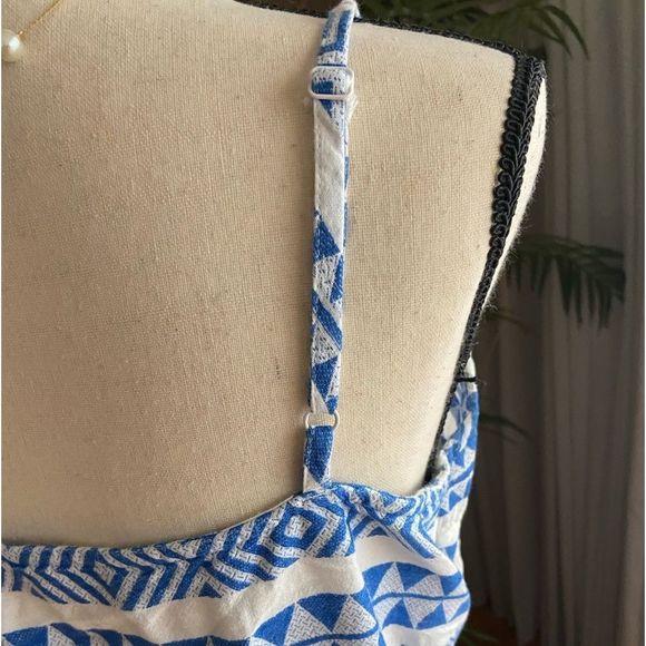 White & Grecian Blue Cami Tiered Midaxi Dress and White Shrug NWOT. - Picture 4 of 7